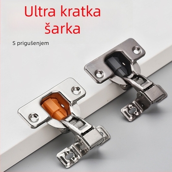 Hidraulična šarka s ultra kratkim ramenom za vrata ormarića, nehrđajući čelik, debljina 1 mm, vanjski okvir sa uskim bočnim panelom