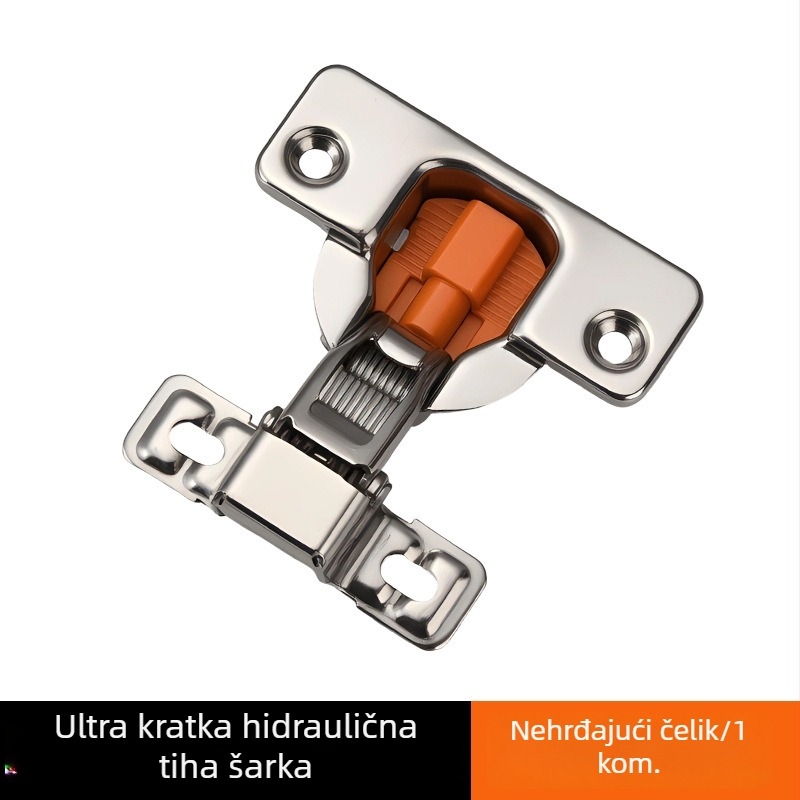 Hidraulična šarka s ultra kratkim ramenom za vrata ormarića, nehrđajući čelik, debljina 1 mm, vanjski okvir sa uskim bočnim panelom