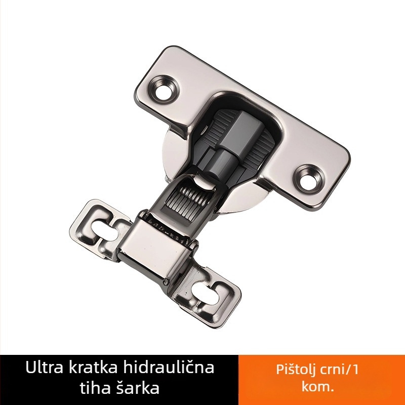 Hidraulična šarka s ultra kratkim ramenom za vrata ormarića, nehrđajući čelik, debljina 1 mm, vanjski okvir sa uskim bočnim panelom