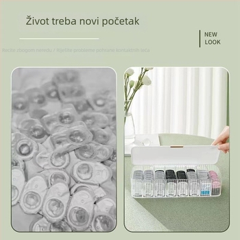 Kutija za pohranu dnevnih kontaktnih leća s osam pretinaca, prozirna s poklopcem, prostor za kablove
