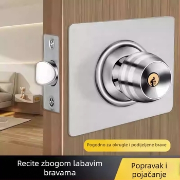Ploca za popravak kuglastog brava za ormarske vrata, bez bušenja, model 042, nehrđajući čelik, brušena završna obrada, moderni minimalistički stil