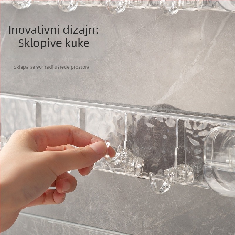Rotirajuća usisna kuka za vrata kupaonice, bez bušenja, izdržljivo plastično kućište, vodootporna, nosivost do 5 kg