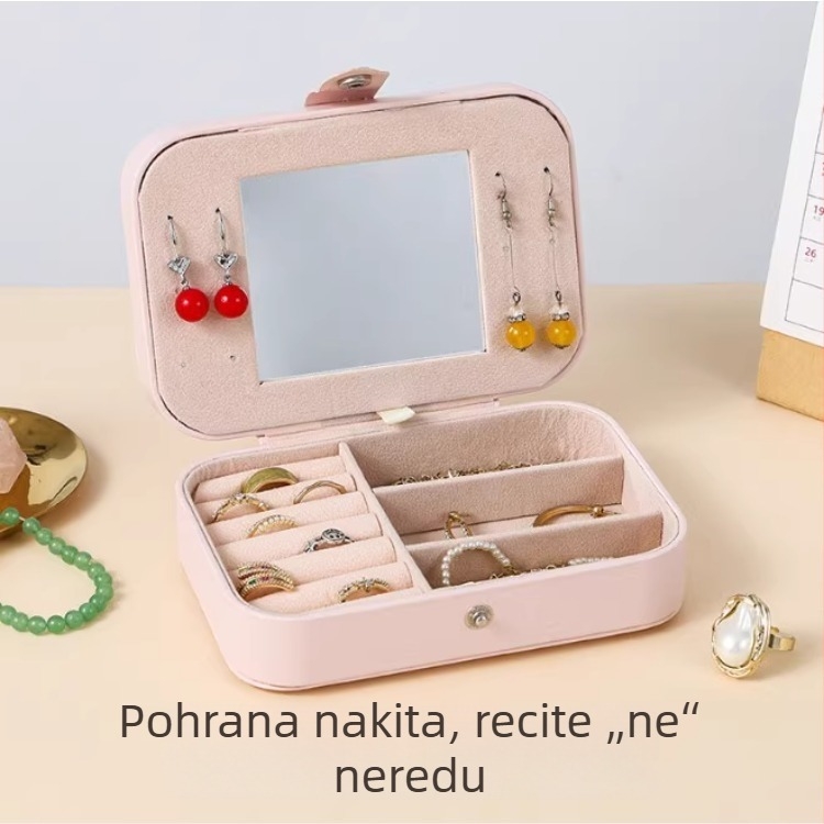 Prijenosna kutija za nakit, kompaktna i elegantna, s velikim kapacitetom, za naušnice, prstene i ogrlice