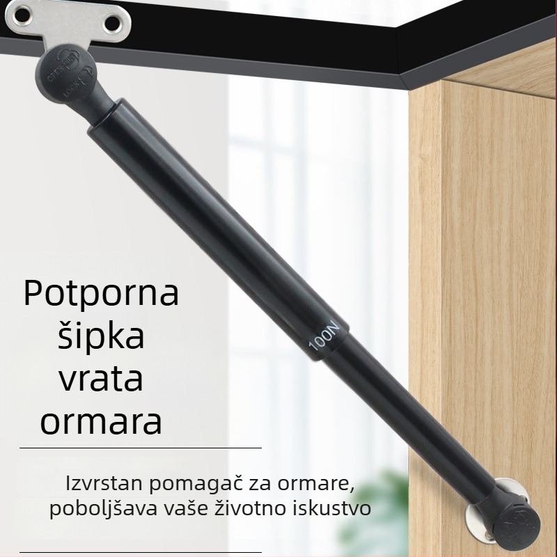 Hidraulična plinska opruga za vrata ormarića s aluminijskim okvirom i staklenim vratima, gornje otvaranje, uski okvir, minimalistički dizajn