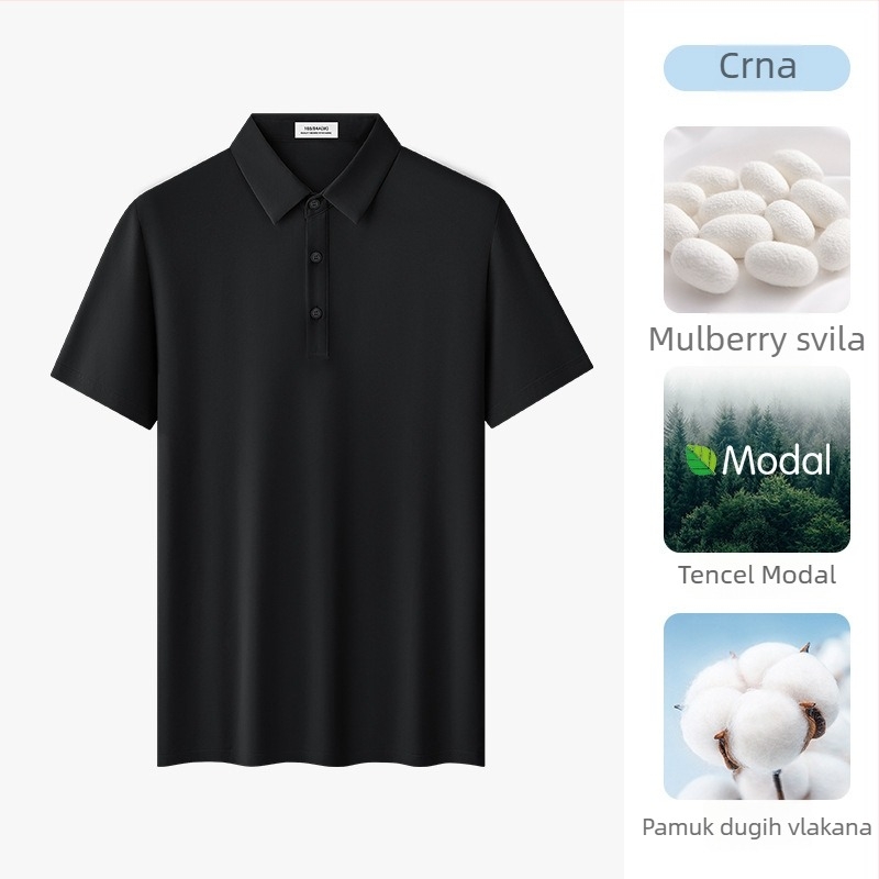 Muško polo majica od mulberry svile i merceriziranog modala, kratki rukavi, ljetni lagani