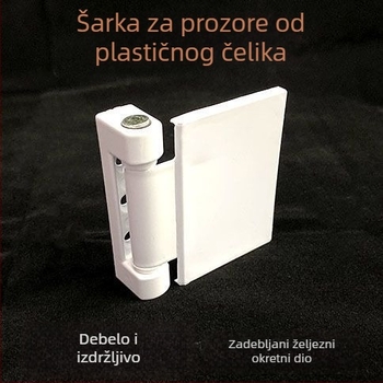 Prozorske šarke od plastično‑čeličnog materijala, unutarnje i vanjske za plosko otvaranje, sklopne pločaste šarke