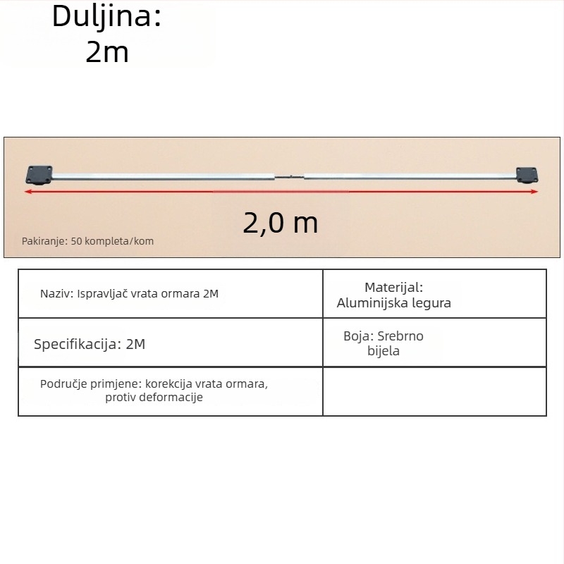 Standardni ispravljač vrata garderobe, protiv deformacije, podesiv na oba kraja