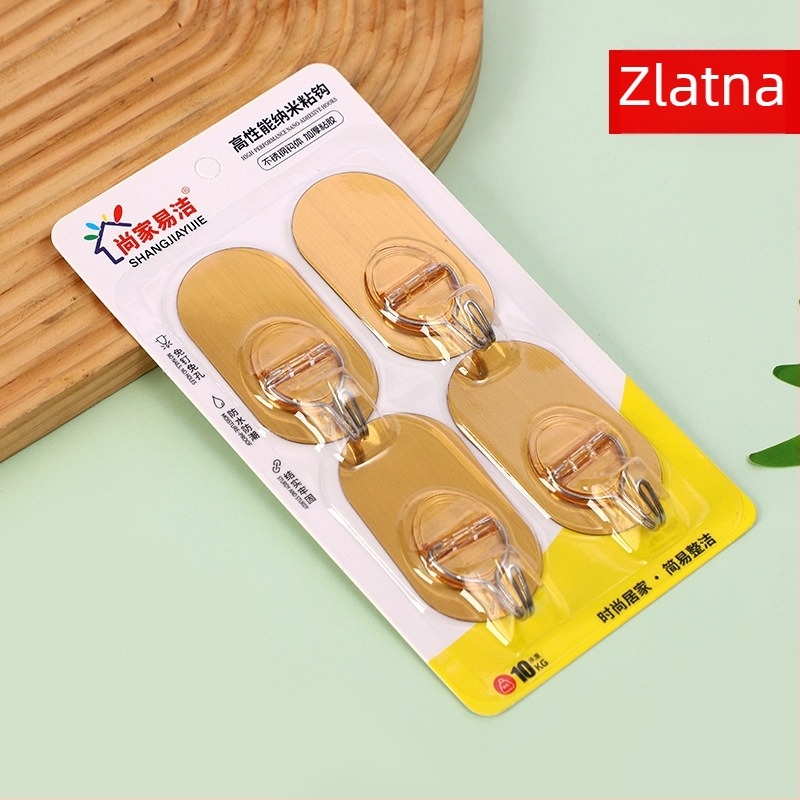 Debeli snažni ljepljivi kuka bez bušenja, nosivost 5–10 kg, ovalni oblik, četiri komada, od nehrđajućeg čelika, za kućnu upotrebu
