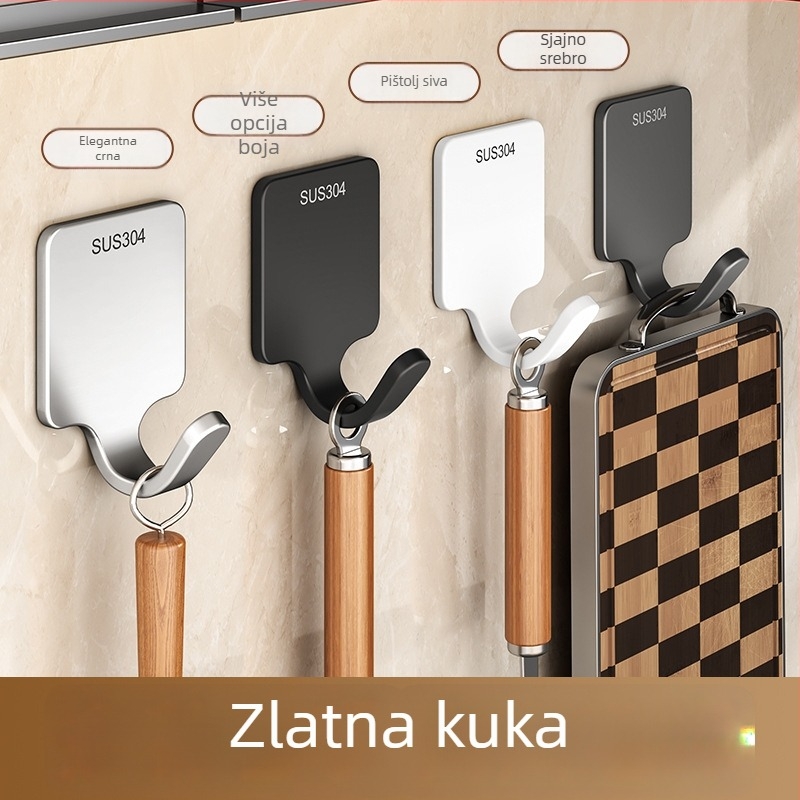 304 nehrđajući čelik, bez bušenja, zakrivljena kuka za kupaonska vrata — višenamjenska mala kuka za kapute i kape