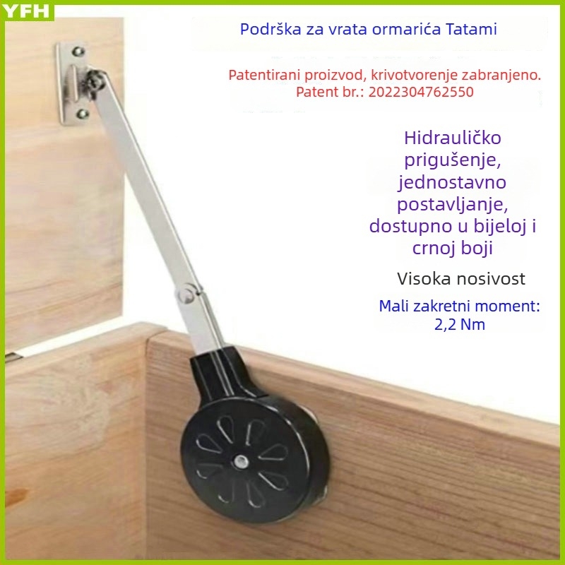 Hidraulički amortizer za podizne vrata ormarića s bufer-štapom, zaštita od zapinjanja, hardver za dressing table