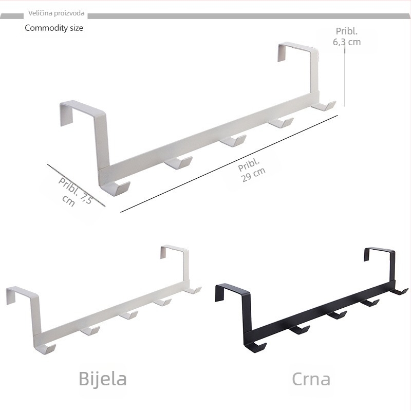 Željezni držač za vrata s višestrukim kukama, moderni minimalistički dizajn