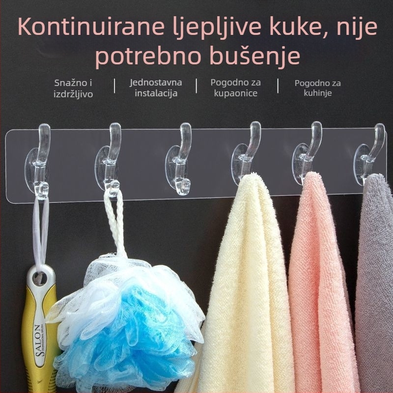Bez bušenja – ljepilni set kukica, jaki zidni kuki za vrata, kuhinju i kupaonicu, moderan kristalni dizajn