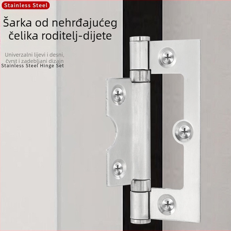 3-inčni nehrđajući čelični šarke za ormarić vrata, drvena vrata i prozore, bez utora, sklopni ležaj šarke, dodatna oprema za vrata