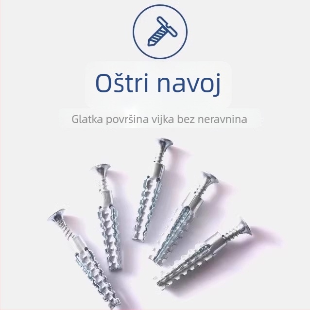 Nerđajući čelični šaraf za proširenje za lagane šuplje cigle, s integriranim klinom i metalnim proširnim tijelom