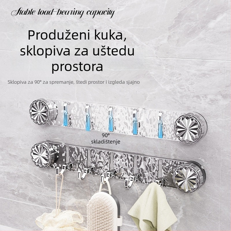 Petredni kuka s usisnim čašicama – bez bušenja, zidni organizator za kupaonicu i kuhinju, iza vrata, nosivost 3–5 kg, PET materijal.