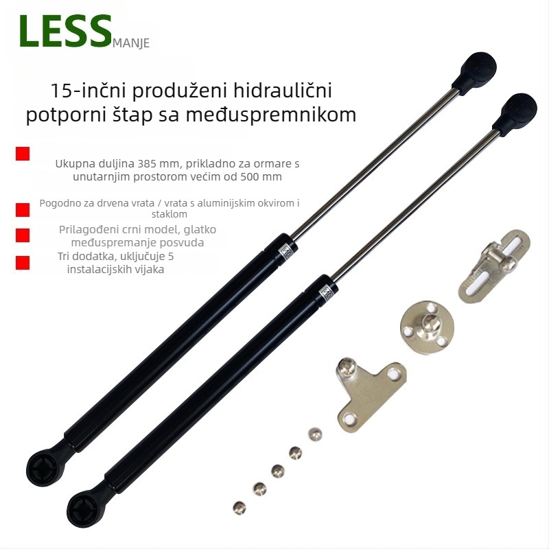 15-inčni prošireni ormar s preklopnim vratima koja se otvaraju prema gore, aluminijski okvir i staklena izložbena vitrina, hidraulična potpora