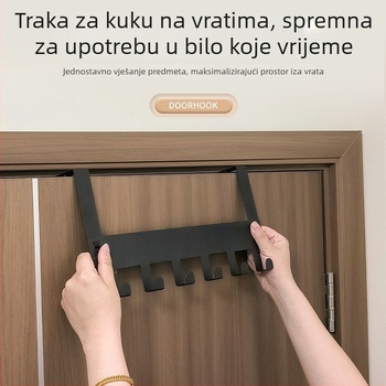 Držač za vrata bez bušenja i zidni vješalica, metalni vješalica za odjeću, moderni minimalistički dizajn, 3+ redova kukica, nosivost 5 kg