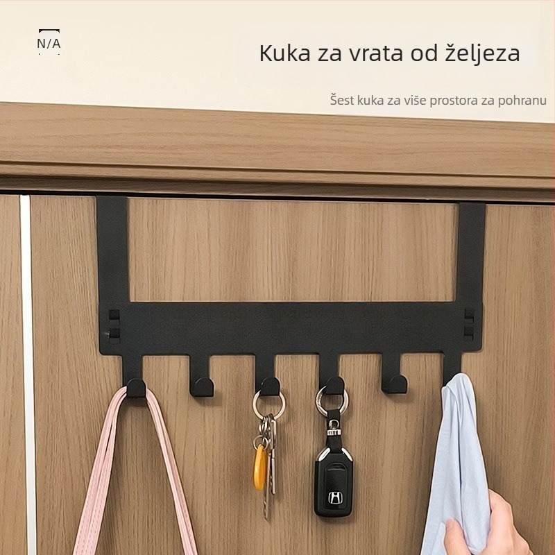 Držač za vrata bez bušenja i zidni vješalica, metalni vješalica za odjeću, moderni minimalistički dizajn, 3+ redova kukica, nosivost 5 kg