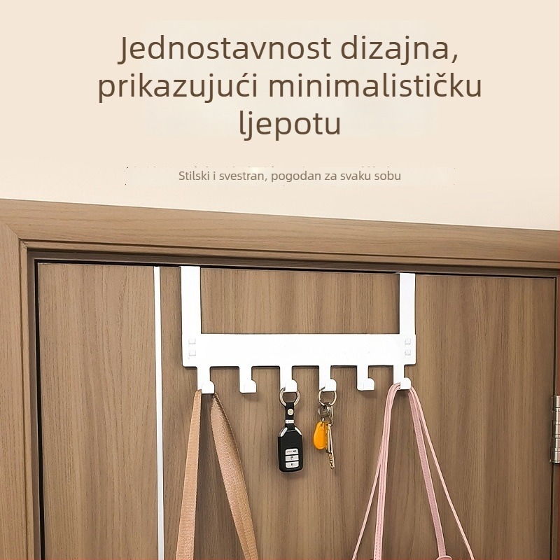Držač za vrata bez bušenja i zidni vješalica, metalni vješalica za odjeću, moderni minimalistički dizajn, 3+ redova kukica, nosivost 5 kg