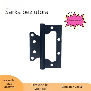 Set od 3 crnih drvenih vrata šarki, 4x3x2.0 inča, bez utora, tihe i glatke