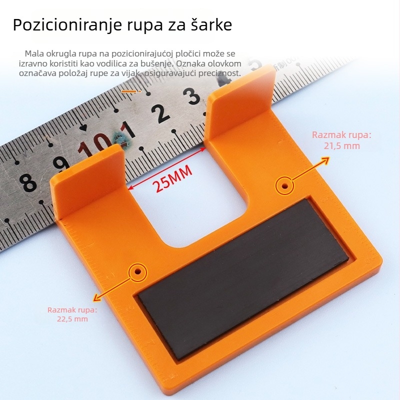Poziciona pločica za ugradnju šarki ormara, magnetsko držanje, 2 mm jaz između vrata, alat za brzo postavljanje šarki