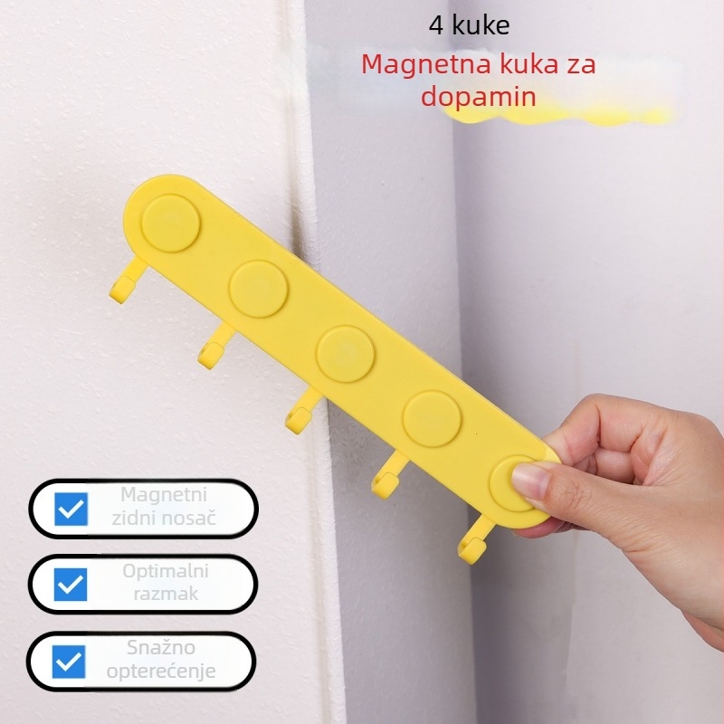Magnetične kukice za studentski dom, bez bušenja, bez tragova, s više redova, nosivost 1–3 kg za ključeve, kape, torbe i odjeću