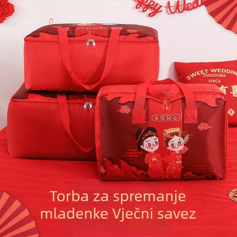 Crvena vrećica za ćebe za svadbenu posteljinu, od Oxford tkanine, za četverodijelni set posteljine