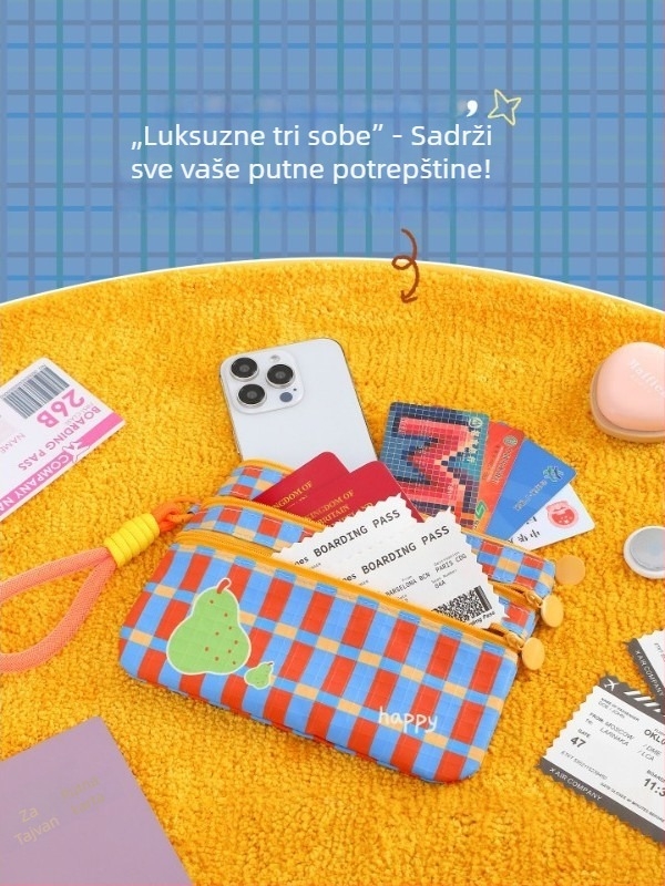 Organizator dokumenata s antifurt zaštitom za putovnicu, džep za boarding pass, novčanik za kovanice i kartice, vodootporan poliesterski materijal