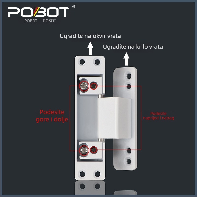 PBT-114 2D podesiva šarka za aluminijsko-drevna vrata s aluminijskim okvirom, cinkova zlitina, premaz u spreju
