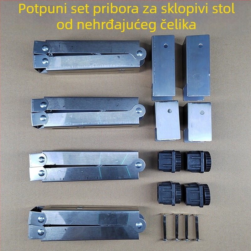 Cjelokupni set dodataka od nehrđajućeg čelika za sklopivi stol za roštilj i blagovaonu, s opružnim potporom, 30 mm kvadratna cijev i 38 mm kvadratni šarka, ojačano