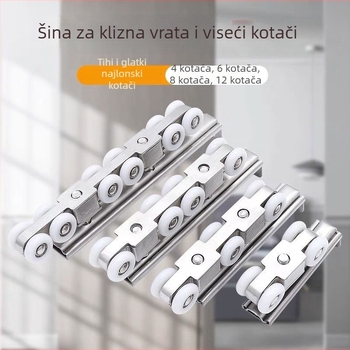 Set hardvera za klizna vrata s gornjom vodilicom, kolotima, aluminijskim okvirom i staklenim balkonskim vratima