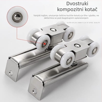 Set hardvera za klizna vrata s gornjom vodilicom, kolotima, aluminijskim okvirom i staklenim balkonskim vratima