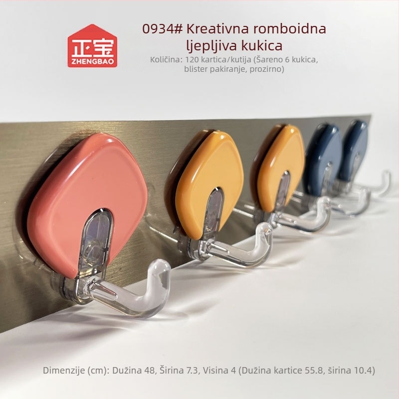 Ljepljivi vješak za zid i vrata, set od 4–6 kuka, plastični, bez bušenja, za kuhinju i kupaonicu, studentski dom