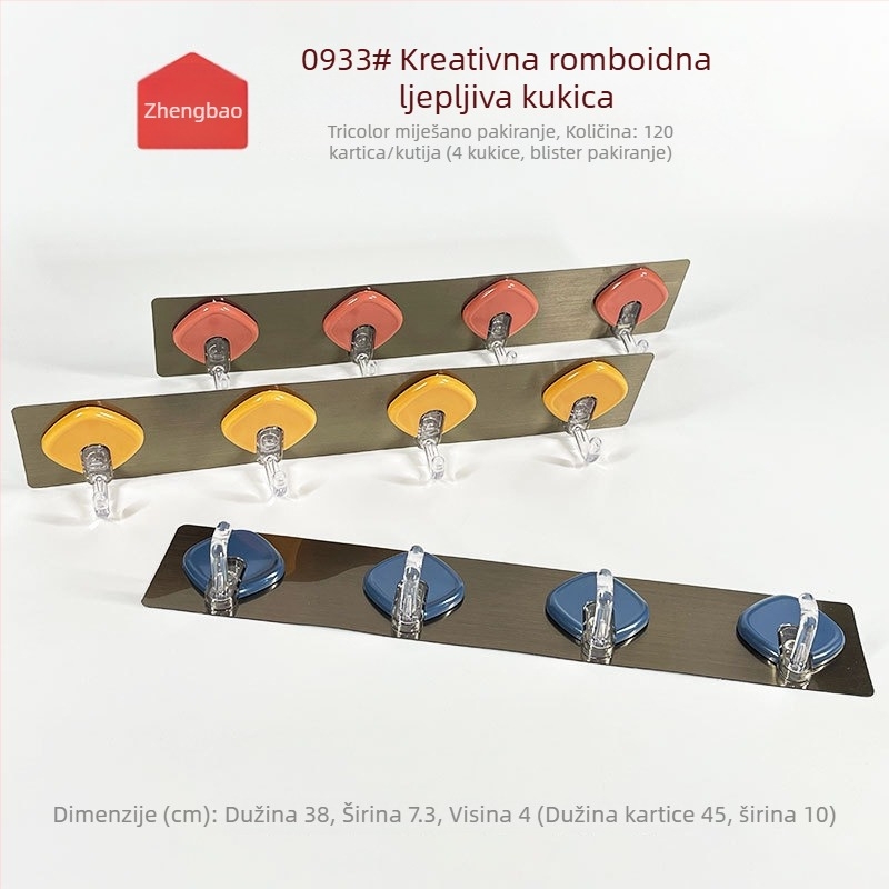Ljepljivi vješak za zid i vrata, set od 4–6 kuka, plastični, bez bušenja, za kuhinju i kupaonicu, studentski dom