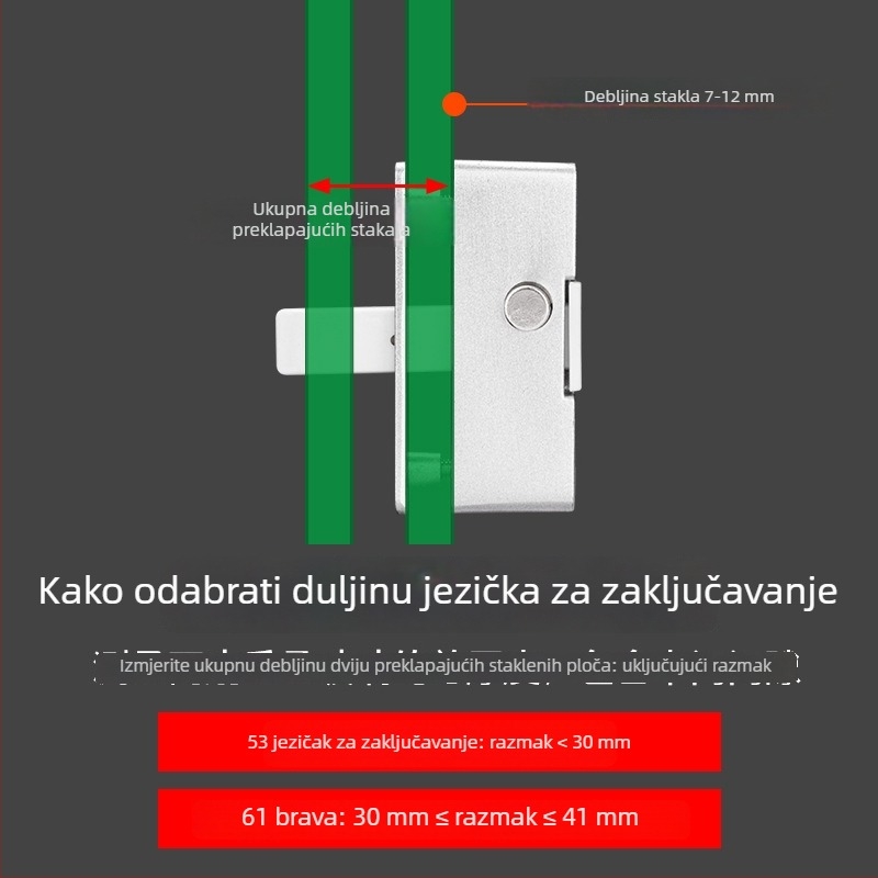 Brava za bezokvirne staklene klizne vrata za kupaonicu i balkon