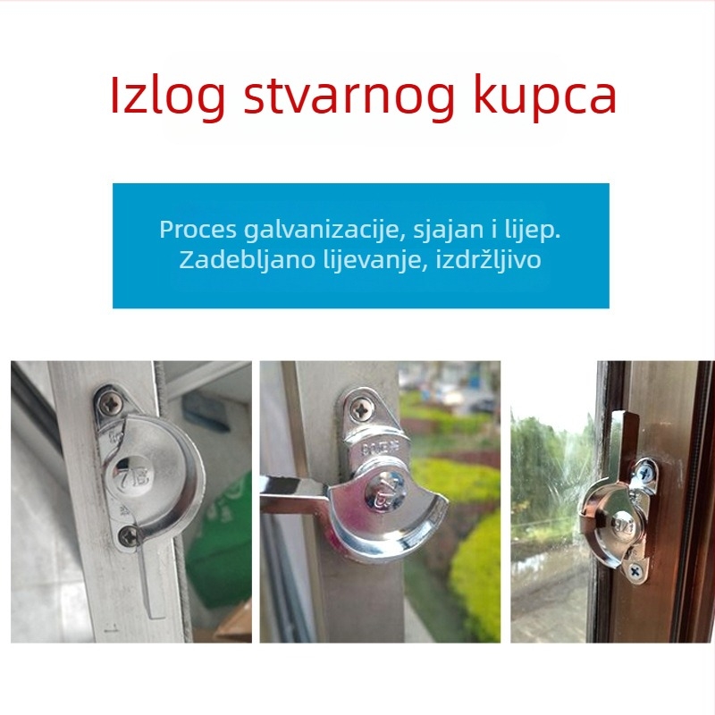 Polumjesečna ključavnica za aluminijske klizne prozore i vrata, model 7B90, cinkova legura