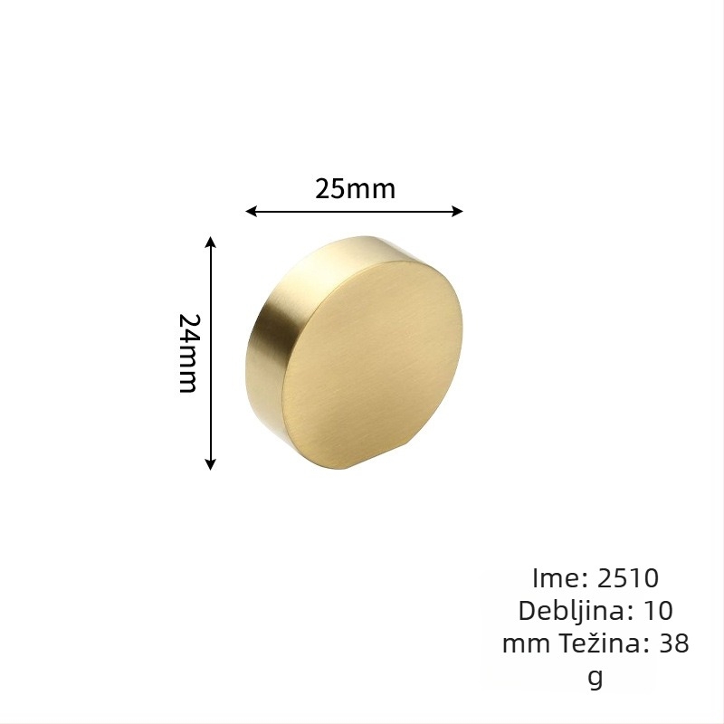 Mosazna okrugla ručica za vrata i ladice ormara, moderan minimalistički stil