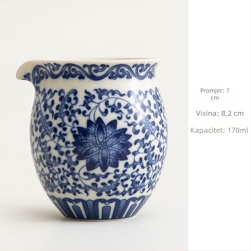 Porcelanski set plavo-bijele glazure s Fair Cupom i keramičkim pladnjem, retro dodaci za kućnu ceremoniju čaja
