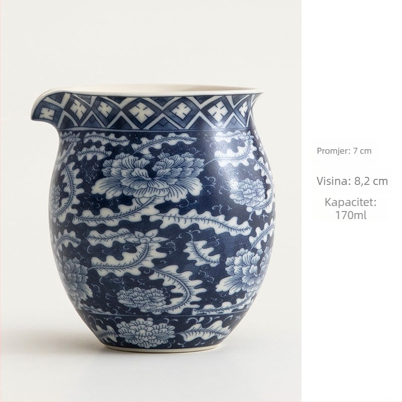 Porcelanski set plavo-bijele glazure s Fair Cupom i keramičkim pladnjem, retro dodaci za kućnu ceremoniju čaja