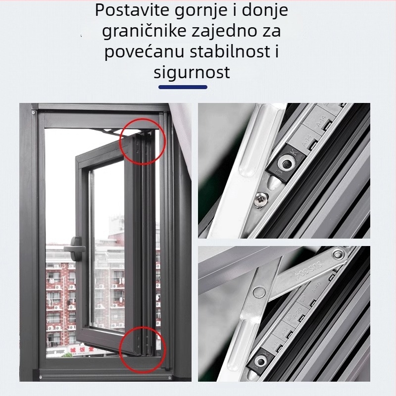 Sigurnosni zatvarač za prozore od aluminijske legure s ograničivačem za otvaranje i klizne prozore