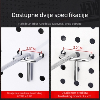 Set kuka za ploču s rupama: trojnožni kuka, kuka za policu, držač za šešire i kuka za dodatke za telefon