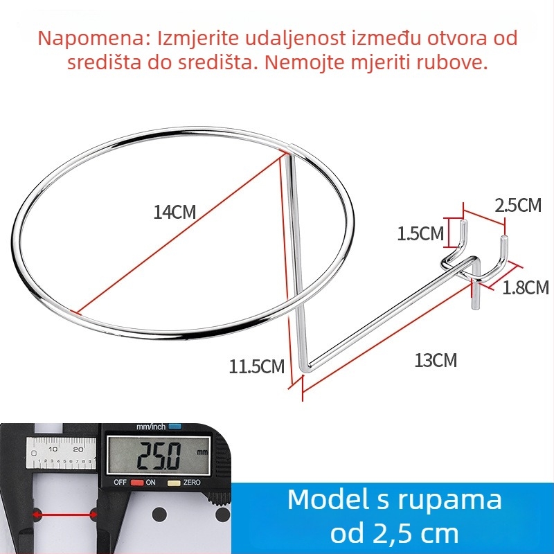 Set kuka za ploču s rupama: trojnožni kuka, kuka za policu, držač za šešire i kuka za dodatke za telefon