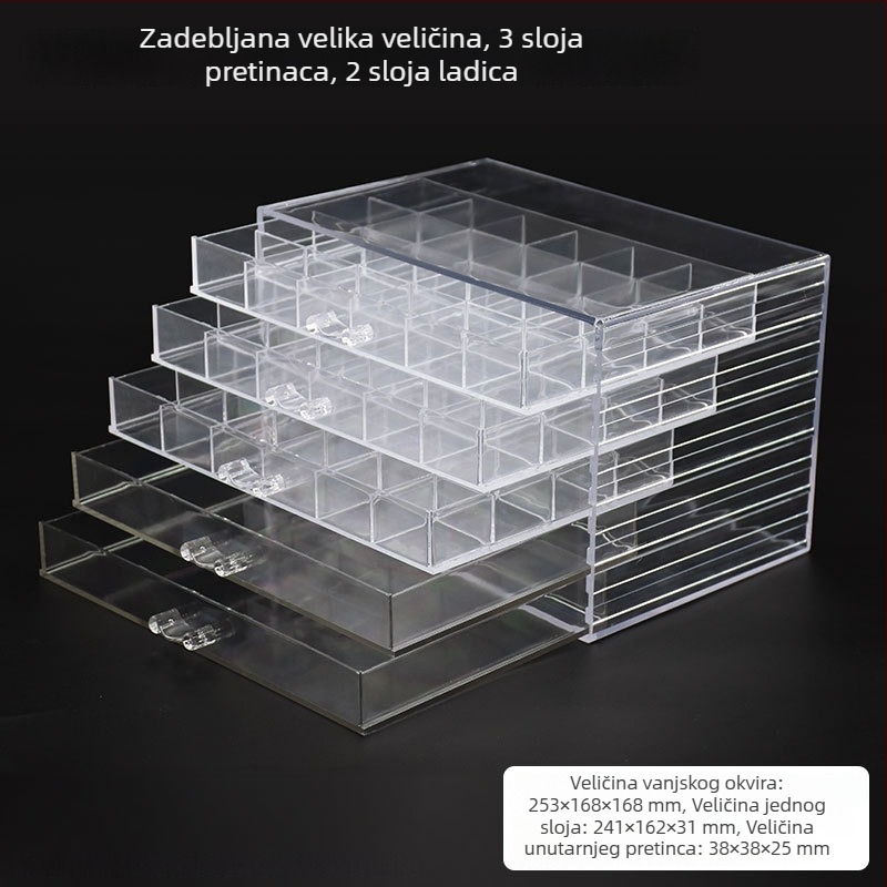 Akril kutija za pohranu noktiju i nakita, višeslojni organizator, prozirna, vrhunska kvaliteta
