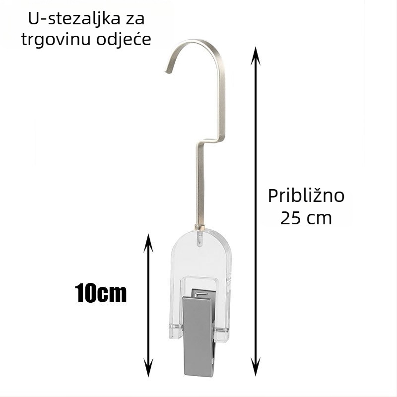 Akrilna vješalica s metalnim kukom, prozirna S kuka, kristalni prsten, bezšivni poklopac, jedan klip, po narudžbi