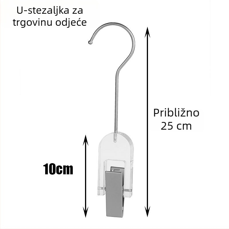 Akrilna vješalica s metalnim kukom, prozirna S kuka, kristalni prsten, bezšivni poklopac, jedan klip, po narudžbi