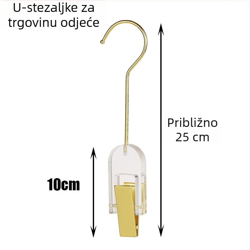 Akrilna vješalica s metalnim kukom, prozirna S kuka, kristalni prsten, bezšivni poklopac, jedan klip, po narudžbi