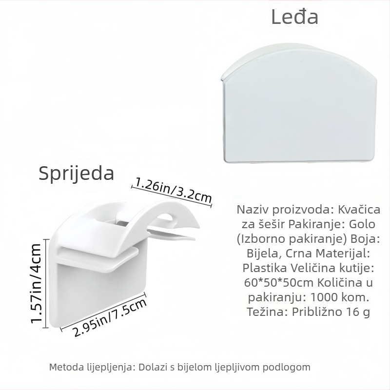 Ljepljivi kuk za kape — jedan kuk, minimalistički dizajn za pohranu
