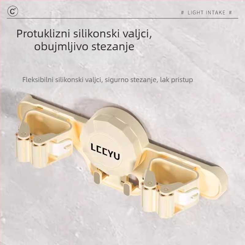 Držač za mop s usisnom čašom, zidni montažni bez bušenja, kupaonica skladištenje