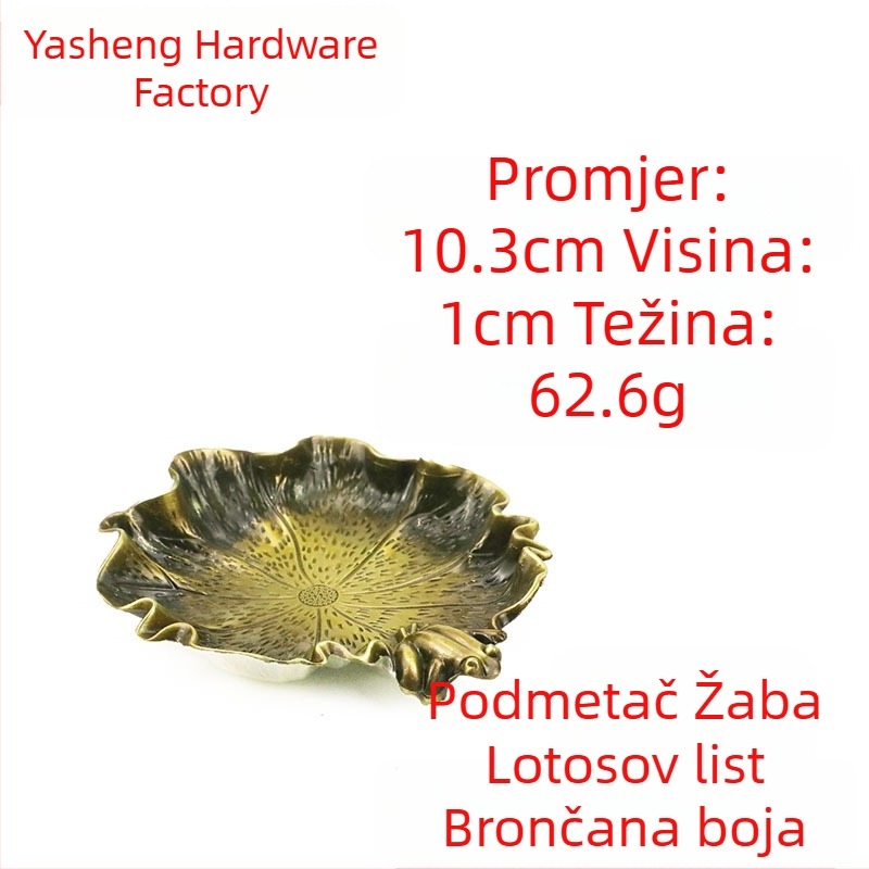 Podmetač za šalice sa žabom i listom lotosa, metalni držač za šalice, izolirani čajni pladanj, kreativna ploča, antički pladanj s tintom za čajnu ceremoniju