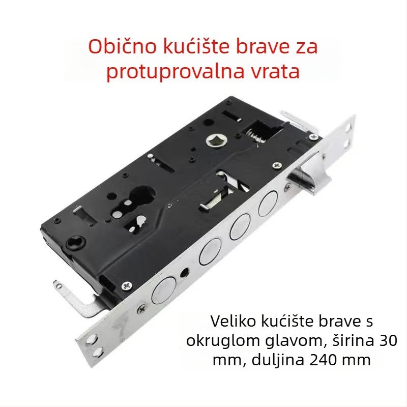 Set zaključavanja za ulazna vrata s velikim okruglim tijelom brave, mehanički cilindar, za dvokrilna vrata, crno